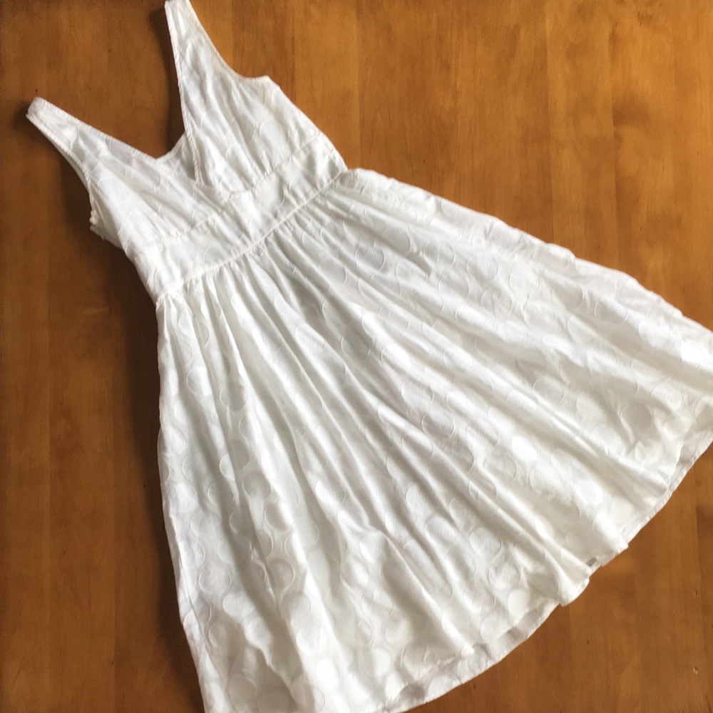 CK White Summer Dress Fully Lined Textured Print